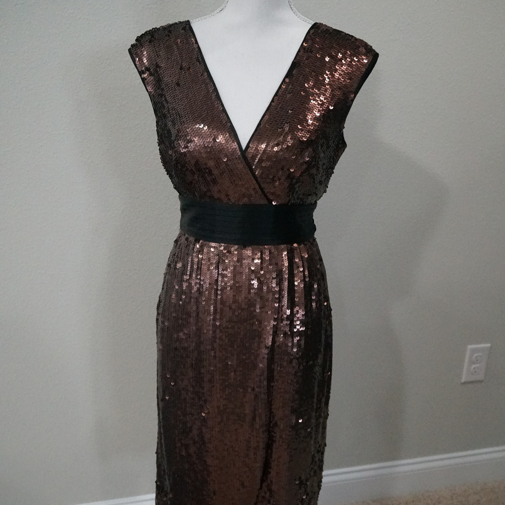 BCBG Bronze Sequin Evening Dress - Size S